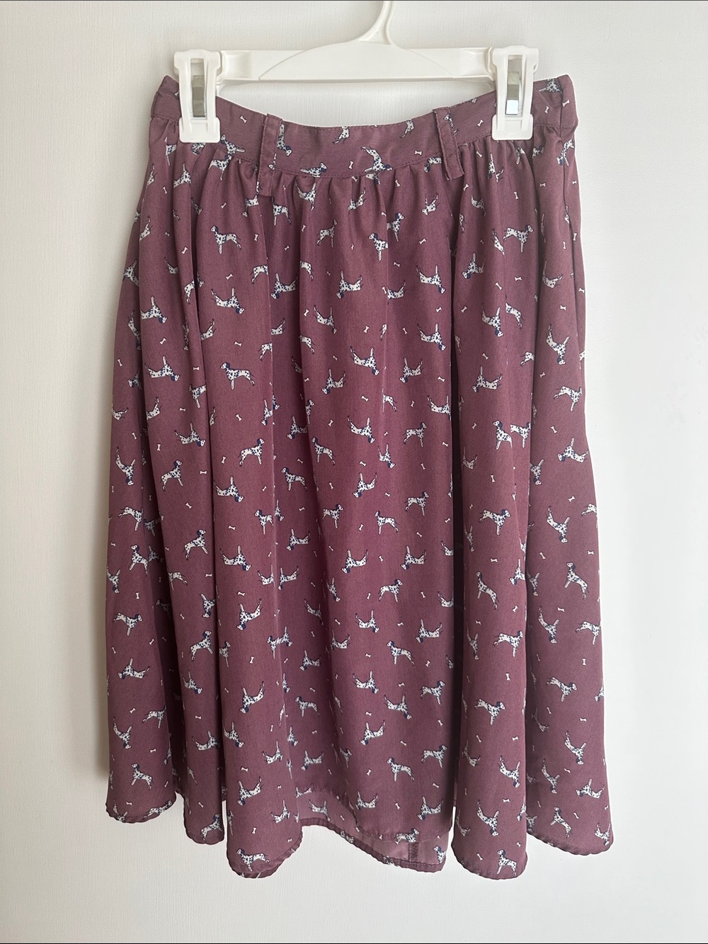 Dalmatian Print Plum Midi Skirt